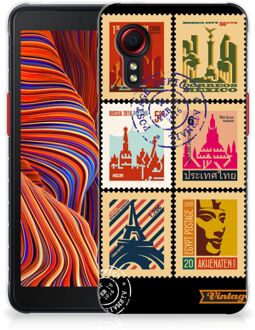 B2Ctelecom GSM Hoesje Samsung Galaxy Xcover 5 Trendy Telefoonhoesjes Postzegels