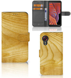 B2Ctelecom GSM Hoesje Samsung Galaxy Xcover 5 Wallet Book Case Licht Hout