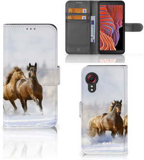 B2Ctelecom GSM Hoesje Samsung Galaxy Xcover 5 Wallet Book Case Paarden