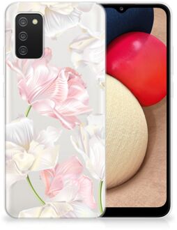 B2Ctelecom GSM Hoesje Samsung M02s | Samsung Galaxy A02s Back Case TPU Siliconen Hoesje Doorzichtig Mooie Bloemen