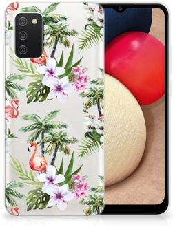 B2Ctelecom GSM Hoesje Samsung M02s | Samsung Galaxy A02s Doorzichtig Hoesje Flamingo Palms