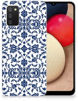 B2Ctelecom GSM Hoesje Samsung M02s | Samsung Galaxy A02s Trendy Telefoonhoesjes Flower Blue