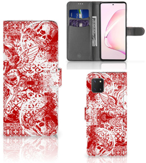 B2Ctelecom GSM Hoesje Samsung Note 10 Lite Book Style Case Angel Skull Red