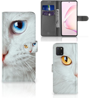 B2Ctelecom GSM Hoesje Samsung Note 10 Lite Bookcover Case Witte Kat