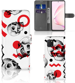 B2Ctelecom GSM Hoesje Samsung Note 10 Lite Bookstyle Case Skull Red