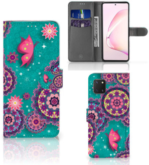 B2Ctelecom GSM Hoesje Samsung Note 10 Lite Flipcase Cirkels en Vlinders