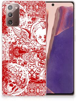 B2Ctelecom GSM Hoesje Samsung Note 20 Back Case TPU Siliconen Hoesje Angel Skull Red