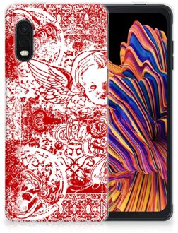 B2Ctelecom GSM Hoesje Samsung Xcover Pro Back Case TPU Siliconen Hoesje Angel Skull Red