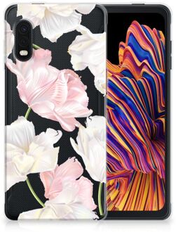 B2Ctelecom GSM Hoesje Samsung Xcover Pro Back Case TPU Siliconen Hoesje Doorzichtig Mooie Bloemen