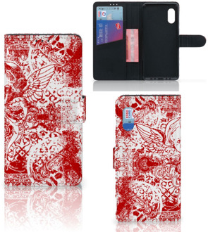 B2Ctelecom GSM Hoesje Samsung Xcover Pro Book Style Case Angel Skull Red