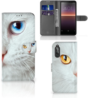 B2Ctelecom GSM Hoesje Sony Xperia 10 II Bookcover Case Witte Kat