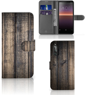 B2Ctelecom GSM Hoesje Sony Xperia 10 II Leuk Case Cadeau voor Mannen Steigerhout