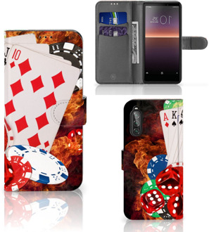 B2Ctelecom GSM Hoesje Sony Xperia 10 II Wallet Book Case Personaliseren Casino