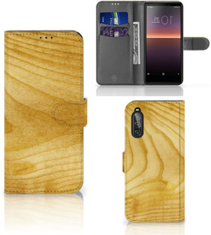 B2Ctelecom GSM Hoesje Sony Xperia 10 II Wallet Case Licht Hout