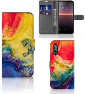 B2Ctelecom GSM Hoesje Sony Xperia 10 II Wallet Case Watercolor Dark