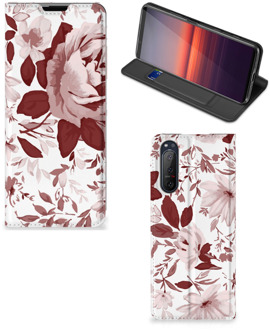 B2Ctelecom GSM Hoesje Sony Xperia 5 II Bookcase Watercolor Flowers