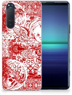 B2Ctelecom GSM Hoesje Sony Xperia 5II Back Case TPU Siliconen Hoesje Angel Skull Red