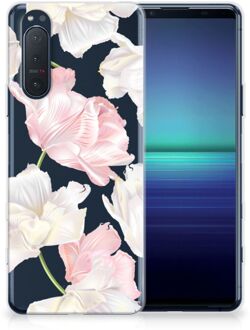 B2Ctelecom GSM Hoesje Sony Xperia 5II Back Case TPU Siliconen Hoesje Doorzichtig Mooie Bloemen