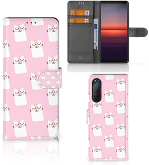 B2Ctelecom GSM Hoesje Sony Xperia 5II Bookcase Valentijn Cadeaus Sleeping Cats