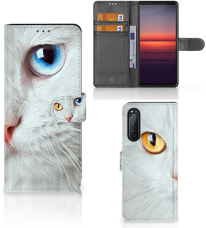 B2Ctelecom GSM Hoesje Sony Xperia 5II Bookcover Case Witte Kat