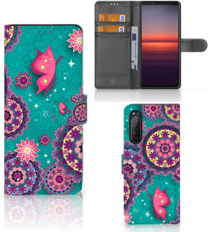 B2Ctelecom GSM Hoesje Sony Xperia 5II Flipcase Cirkels en Vlinders