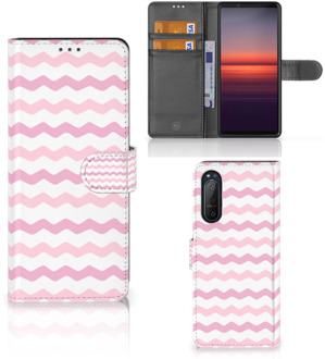 B2Ctelecom GSM Hoesje Sony Xperia 5II Hoesje ontwerpen Waves Roze