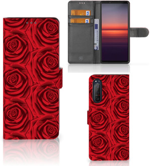 B2Ctelecom GSM Hoesje Sony Xperia 5II Mobiel Bookcase Red Roses