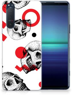 B2Ctelecom GSM Hoesje Sony Xperia 5II TPU Bumper Skull Red