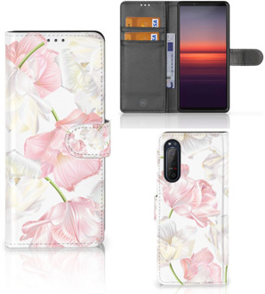 B2Ctelecom GSM Hoesje Sony Xperia 5II Wallet Book Case Cadeau voor Mama Lovely Flowers