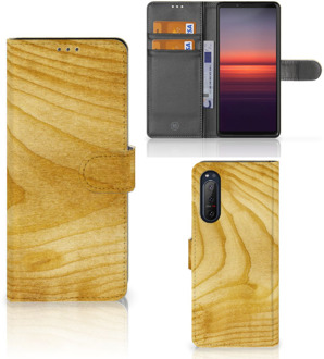 B2Ctelecom GSM Hoesje Sony Xperia 5II Wallet Book Case Licht Hout