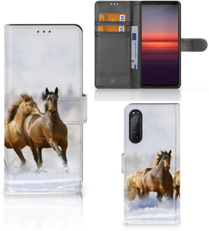 B2Ctelecom GSM Hoesje Sony Xperia 5II Wallet Book Case Paarden