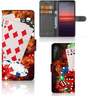 B2Ctelecom GSM Hoesje Sony Xperia 5II Wallet Book Case Personaliseren Casino