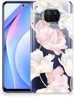 B2Ctelecom GSM Hoesje Xiaomi Mi 10T Lite Back Case TPU Siliconen Hoesje Doorzichtig Mooie Bloemen