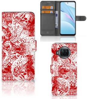 B2Ctelecom GSM Hoesje Xiaomi Mi 10T Lite Book Style Case Angel Skull Red