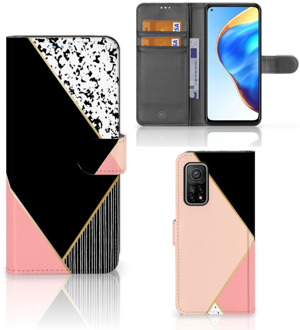 B2Ctelecom GSM Hoesje Xiaomi Mi 10T Pro | Mi 10T Bookcase Black Pink Shapes