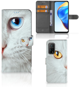 B2Ctelecom GSM Hoesje Xiaomi Mi 10T Pro | Mi 10T Bookcover Case Witte Kat