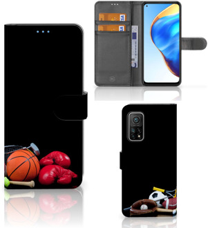 B2Ctelecom GSM Hoesje Xiaomi Mi 10T Pro | Mi 10T Bookcover Ontwerpen Voetbal, Tennis, Boxing… Sports