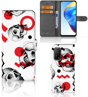 B2Ctelecom GSM Hoesje Xiaomi Mi 10T Pro | Mi 10T Bookstyle Case Skull Red