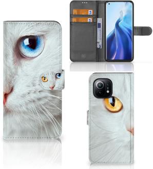 B2Ctelecom GSM Hoesje Xiaomi Mi 11 Bookcover Case Witte Kat