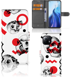 B2Ctelecom GSM Hoesje Xiaomi Mi 11 Bookstyle Case Skull Red