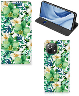 B2Ctelecom GSM Hoesje Xiaomi Mi 11 Lite Bookcase Cover Orchidee Groen