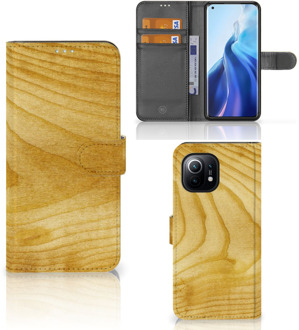 B2Ctelecom GSM Hoesje Xiaomi Mi 11 Wallet Book Case Licht Hout