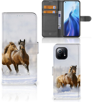 B2Ctelecom GSM Hoesje Xiaomi Mi 11 Wallet Book Case Paarden