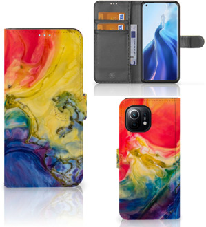 B2Ctelecom GSM Hoesje Xiaomi Mi 11 Wallet Book Case Watercolor Dark