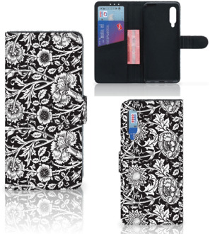 B2Ctelecom GSM Hoesje Xiaomi Mi 9 Beschermhoes Black Flowers