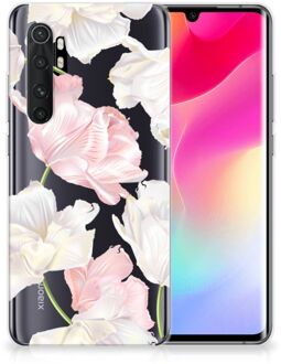 B2Ctelecom GSM Hoesje Xiaomi Mi Note 10 Lite Back Case TPU Siliconen Hoesje Doorzichtig Mooie Bloemen