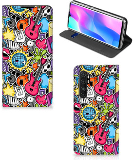 B2Ctelecom GSM Hoesje Xiaomi Mi Note 10 Lite Telefoonhoesje Portemonnee Punk Rock