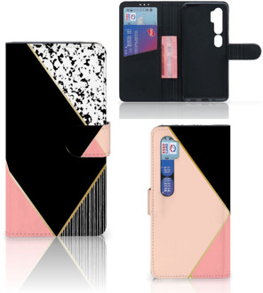 B2Ctelecom GSM Hoesje Xiaomi Mi Note 10 Pro Bookcase Black Pink Shapes