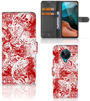 B2Ctelecom GSM Hoesje Xiaomi Poco F2 Pro Book Style Case Angel Skull Red