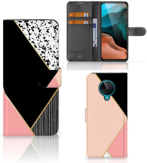 B2Ctelecom GSM Hoesje Xiaomi Poco F2 Pro Bookcase Black Pink Shapes